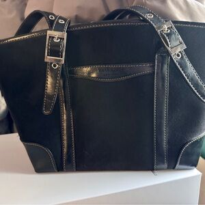 Kate Spade Black Leather Handbag with Silver Accents